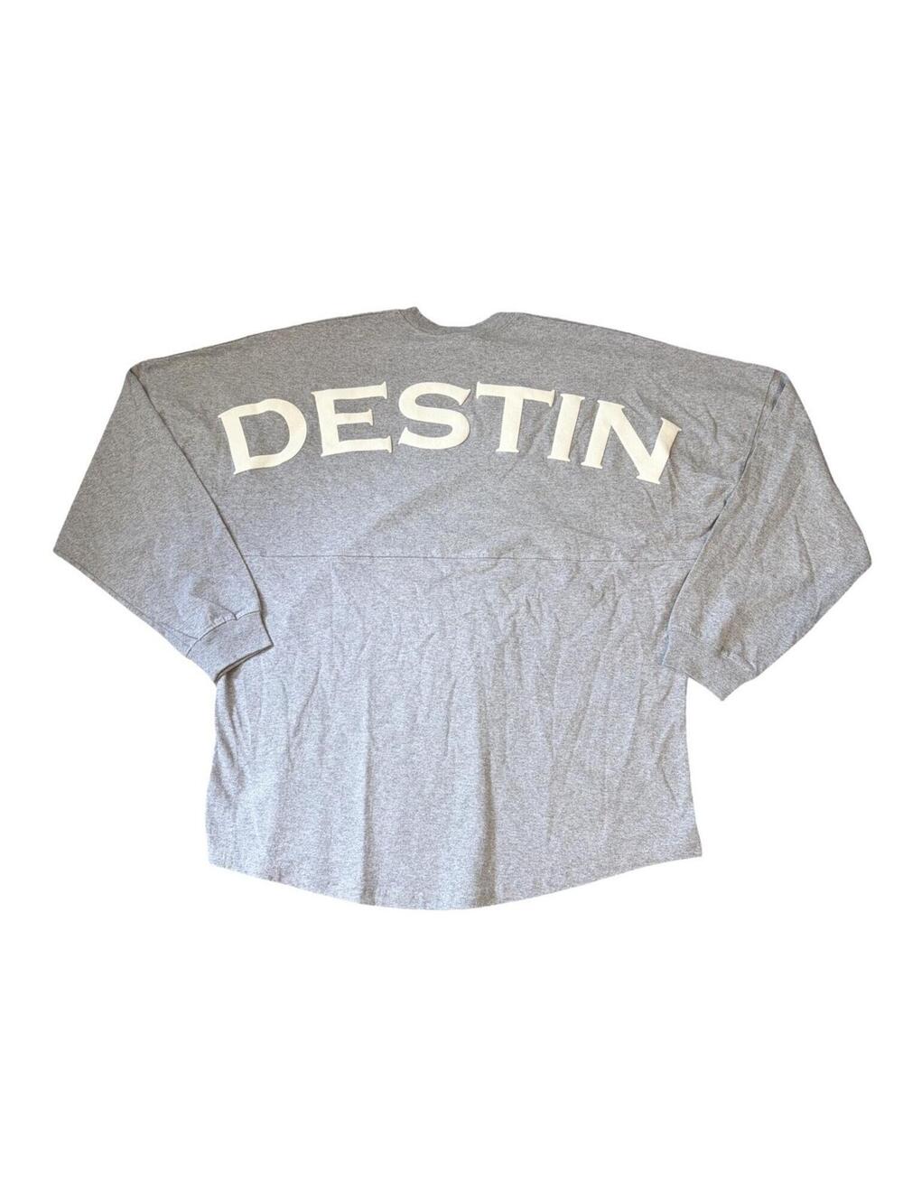 Destin Florida Spirit Jersey Long Sleeve Gray Shirt Beach Adult Size XL NWT